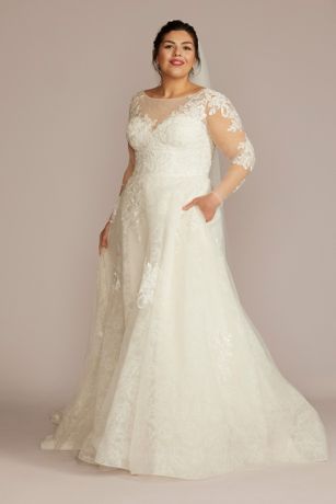 High Neck Long Sleeve Plus Size Wedding Dress | David's Bridal