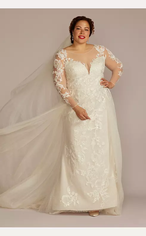 Beaded Sheath Wedding Dress with Overskirt Image 1