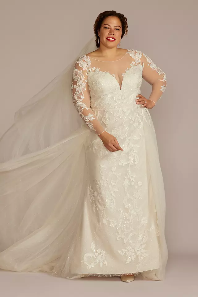 Beaded Sheath Wedding Dress with Overskirt Image