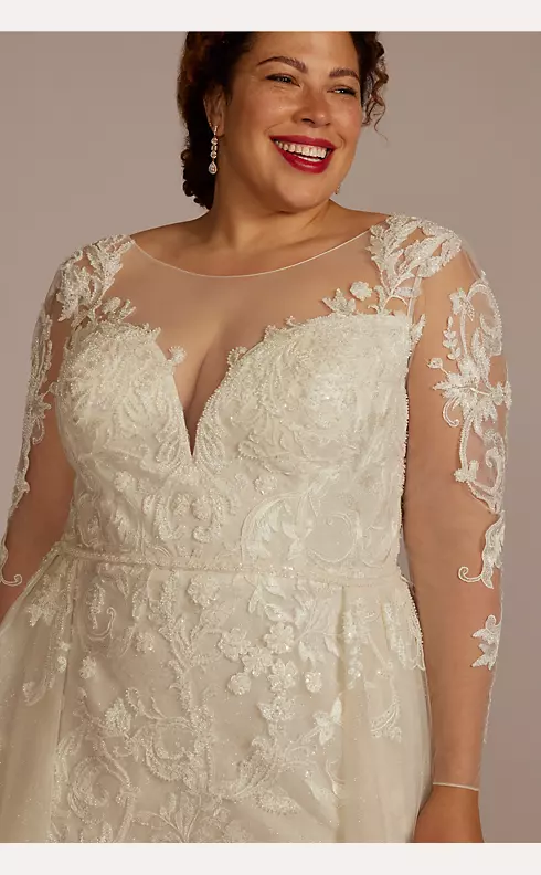 Beaded Sheath Wedding Dress with Overskirt Image 5