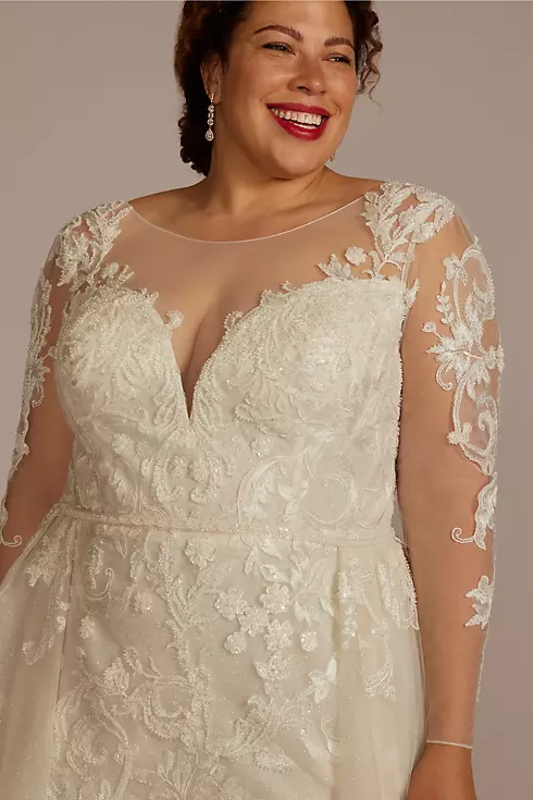 Beaded Sheath Wedding Dress with Overskirt Image 5