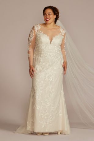 Beaded Tall Plus Wedding Dress with Overskirt | David's Bridal
