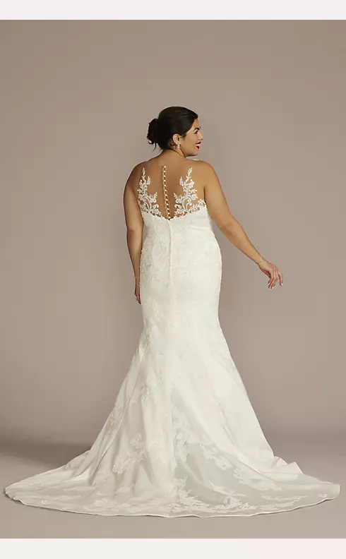 Lace Applique Satin V-Neck Mermaid Wedding Dress | David's Bridal
