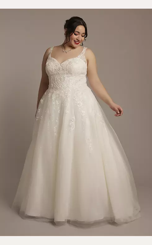 Lace Applique Tank Ball Gown Wedding Dress Image 1