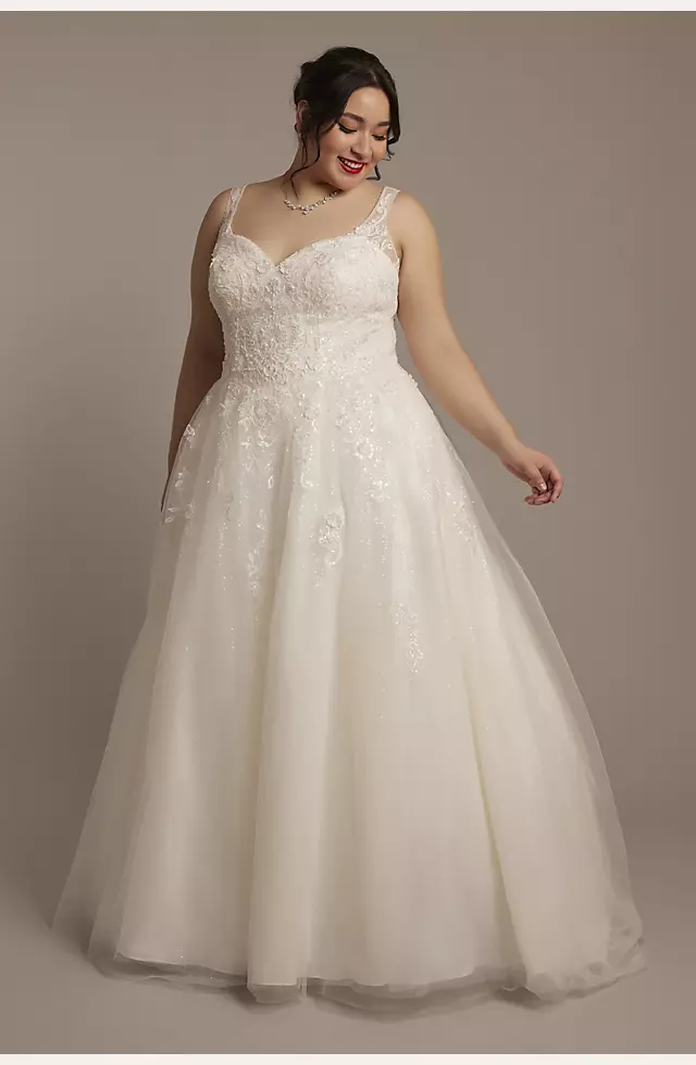 Lace Applique Tank Ball Gown Wedding Dress Image