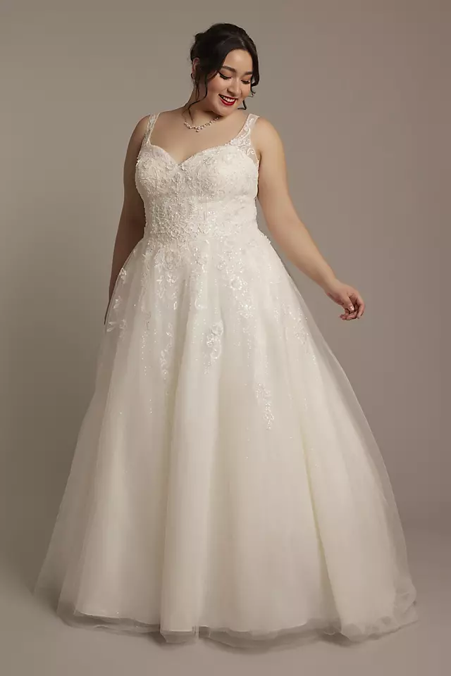 Lace Applique Tank Ball Gown Wedding Dress Image
