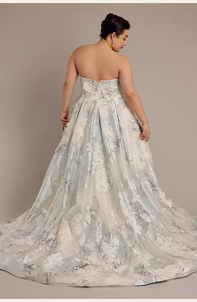 Brocade Strapless Ball Gown Wedding Dress Image 2