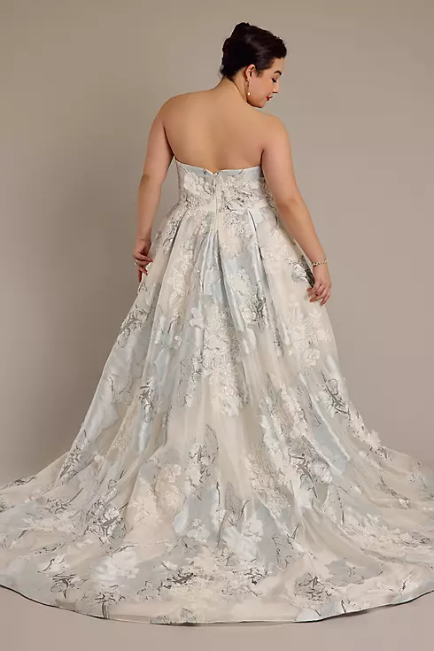 Brocade Strapless Ball Gown Wedding Dress Image 2