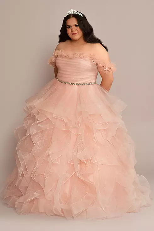 Ruffle Tulle Quince Dress with Convertible Straps Image 6