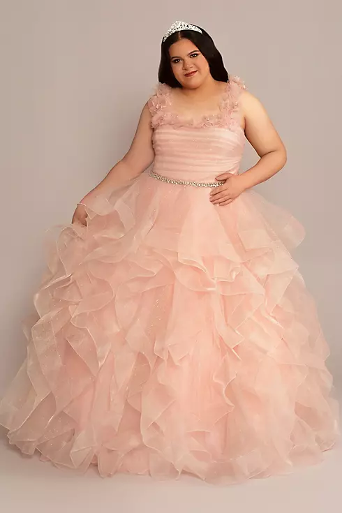 Ruffle Tulle Quince Dress with Convertible Straps Image 4