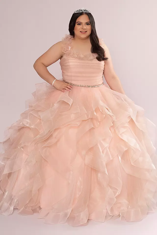 Ruffle Tulle Quince Dress with Convertible Straps Image