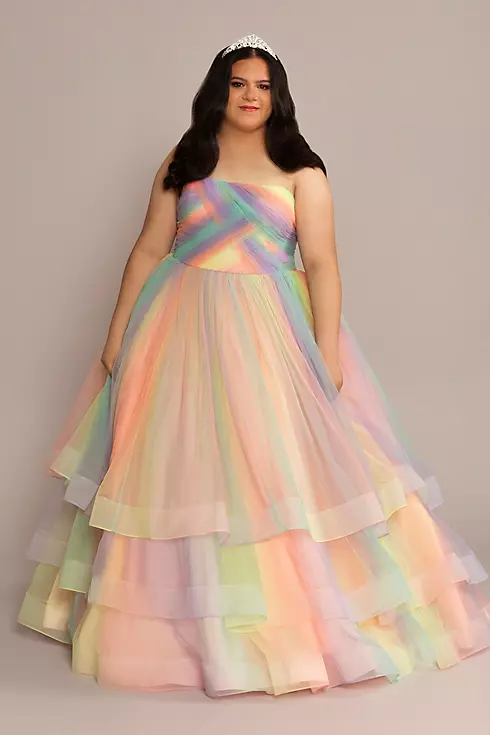 Multicolor 3-Tier Quince Dress with Corset Back Image 4