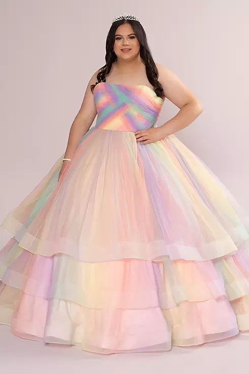 Multicolor 3-Tier Quince Dress with Corset Back Image 1