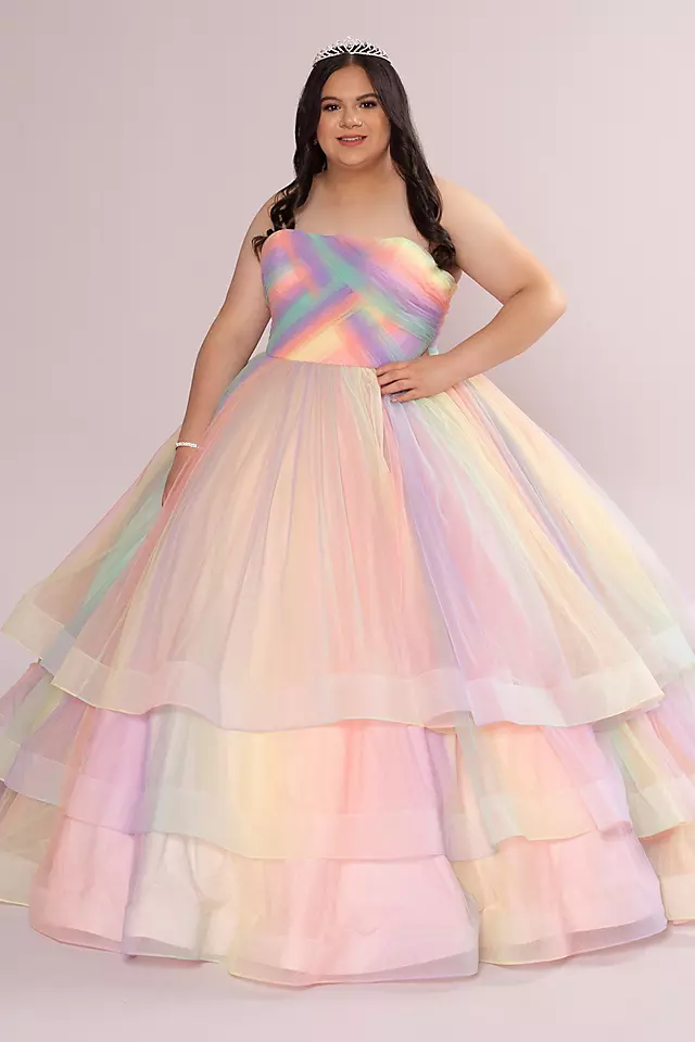 Multicolor 3-Tier Quince Dress with Corset Back Image
