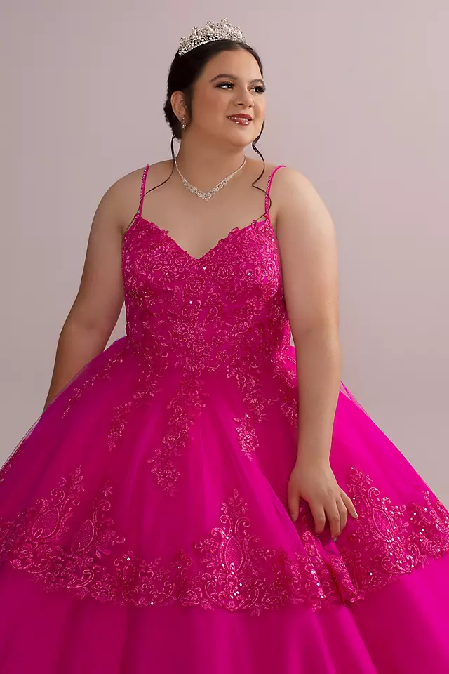 Corded Lace Quince Ball Gown with Bolero Image 5