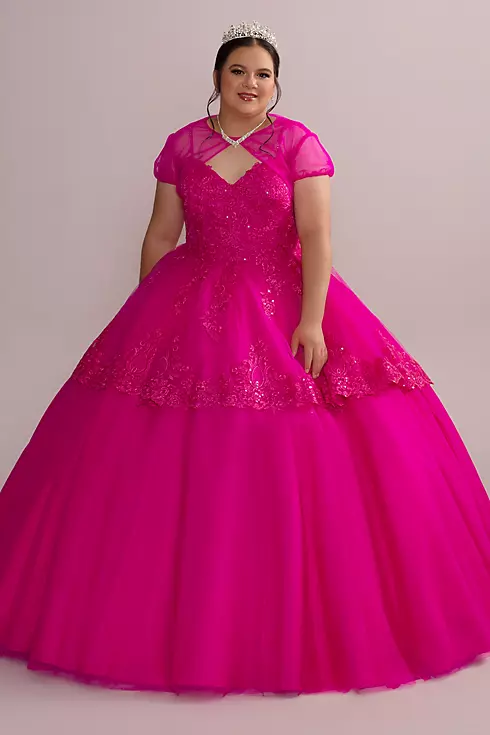 Corded Lace Quince Ball Gown with Bolero Image 2