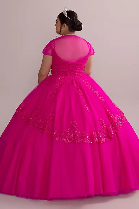 Corded Lace Quince Ball Gown with Bolero Image 4