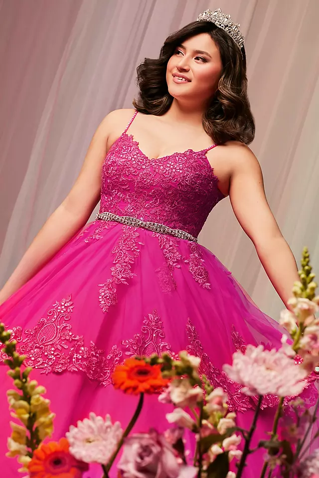 Corded Lace Quince Ball Gown with Bolero Image 6