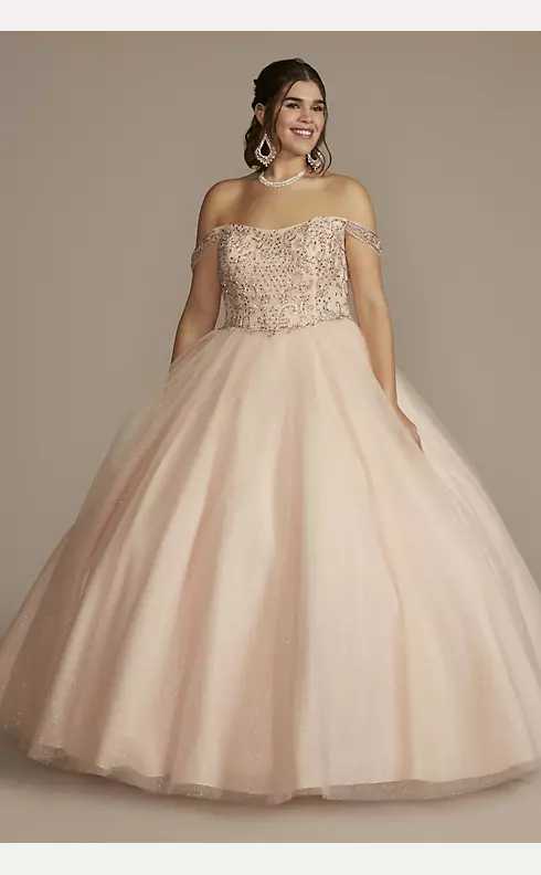 Off-the-Shoulder Beaded Quince Ball Gown Image 1