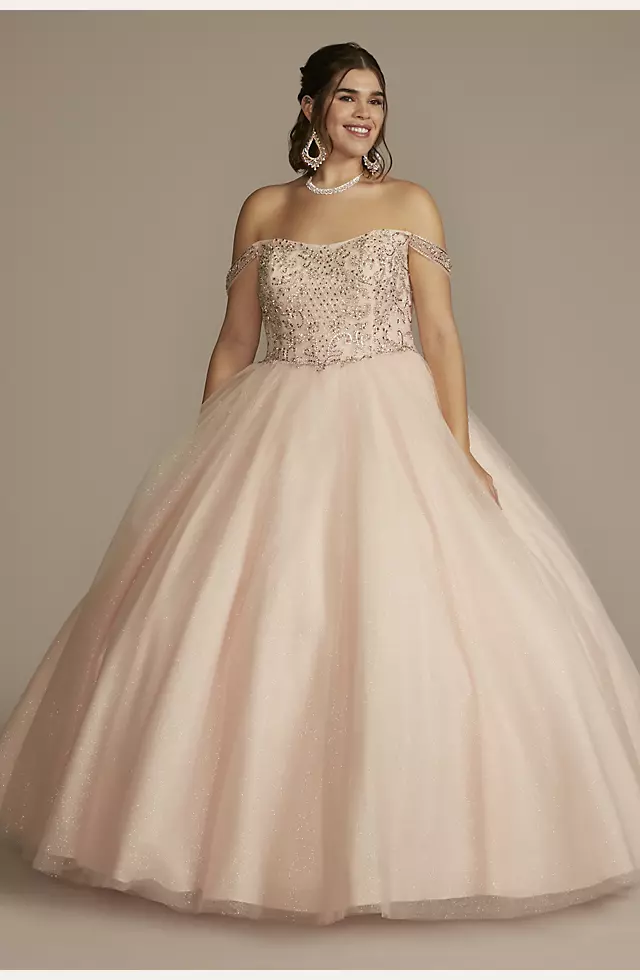 Off-the-Shoulder Beaded Quince Ball Gown Image