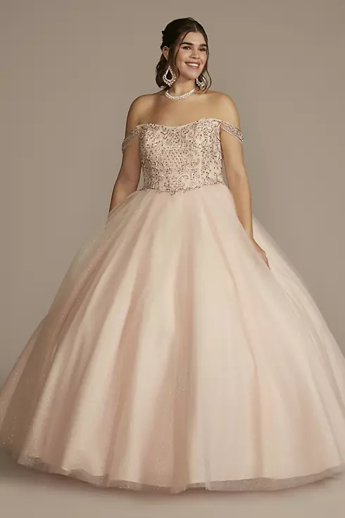 Off-the-Shoulder Beaded Quince Ball Gown Image 1