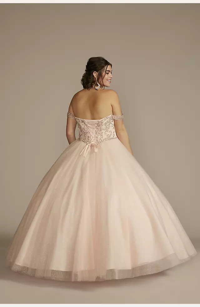 Off-the-Shoulder Beaded Quince Ball Gown Image 2