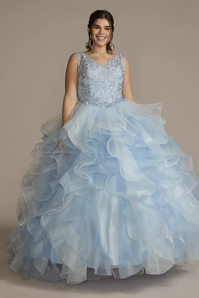 Two-Piece Embellished Lace Quince Gown Image