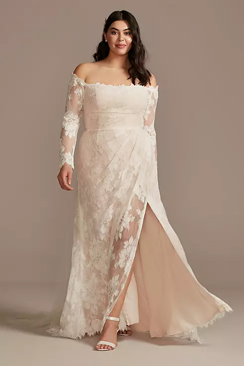As Is Floral Lace Long Sleeve Plus Wedding Dress Image 1
