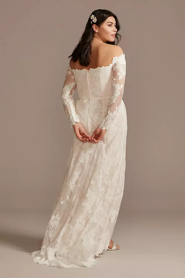 As Is Floral Lace Long Sleeve Plus Wedding Dress Image 2