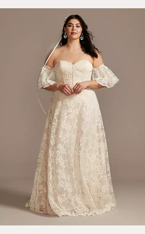 Corset Lace Wedding Dress with Removable Sleeves Image 1