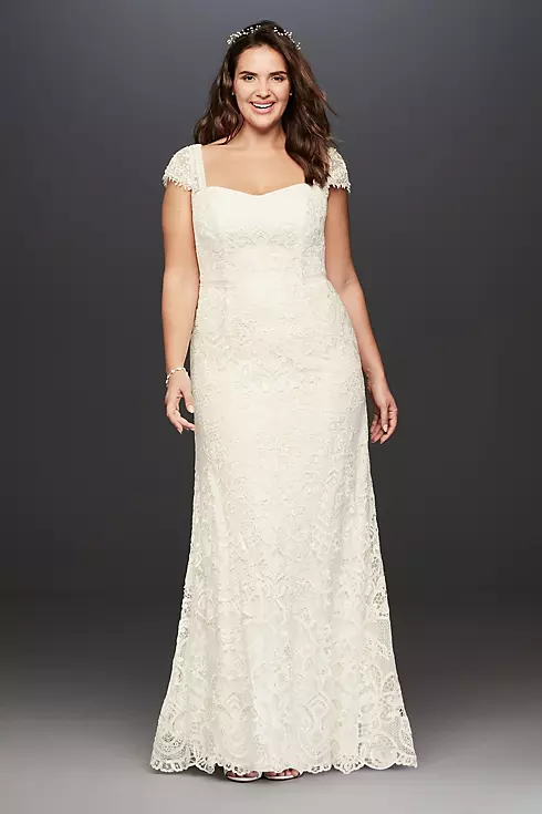 Melissa Sweet Beaded Cap Sleeve Lace Wedding Dress Image 1