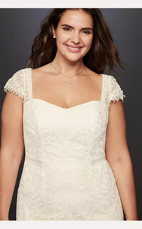 Melissa Sweet Beaded Cap Sleeve Lace Wedding Dress Image 3