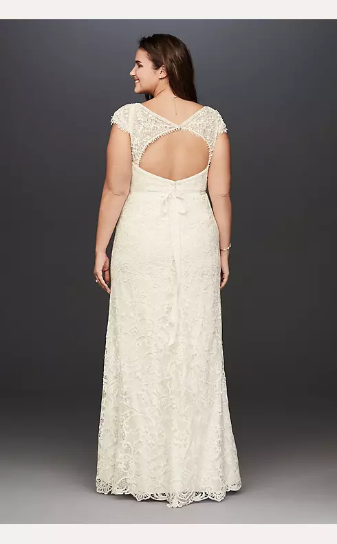 Melissa Sweet Beaded Cap Sleeve Lace Wedding Dress Image 2