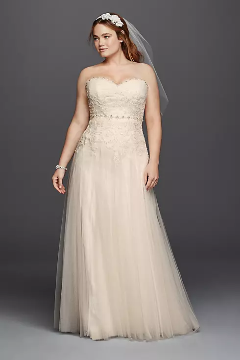 Melissa Sweet Strapless Tulle Sheath Wedding Dress Image 1