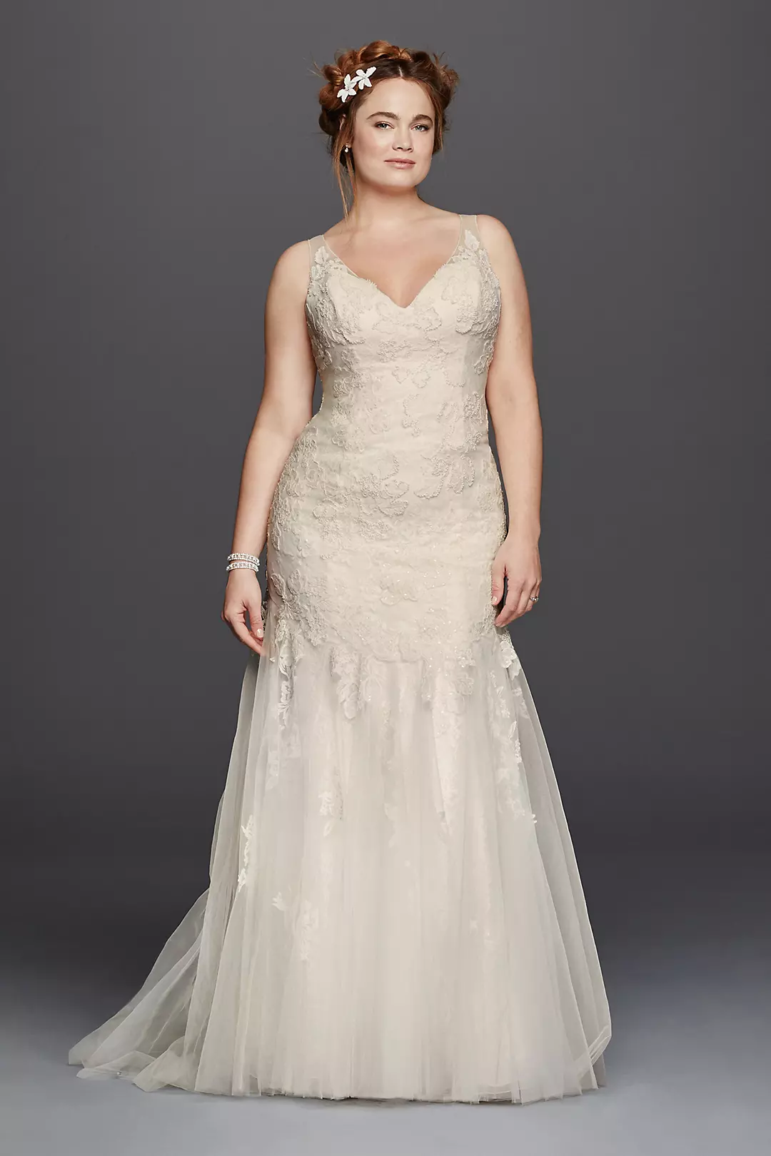 As-Is Illusion Tank Plus Size Wedding Dress Image