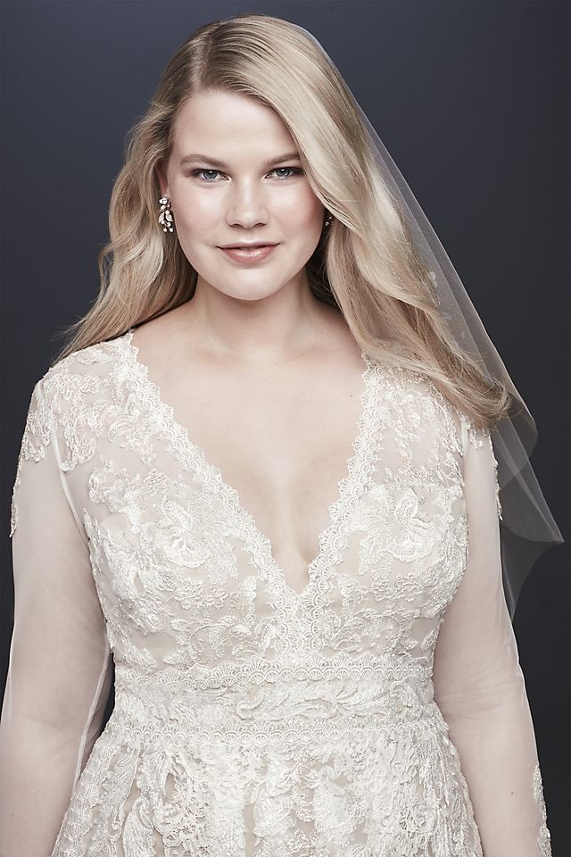 As-Is Linear Lace Plus Size Wedding Dress Image 3