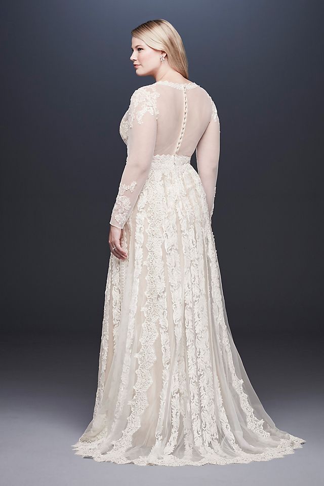 As-Is Linear Lace Plus Size Wedding Dress Image 2