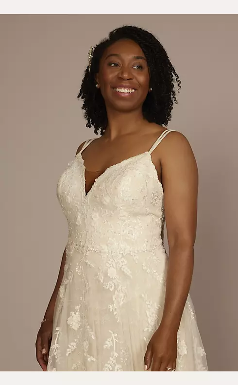 Scalloped A-Line Wedding Dress with Double Straps