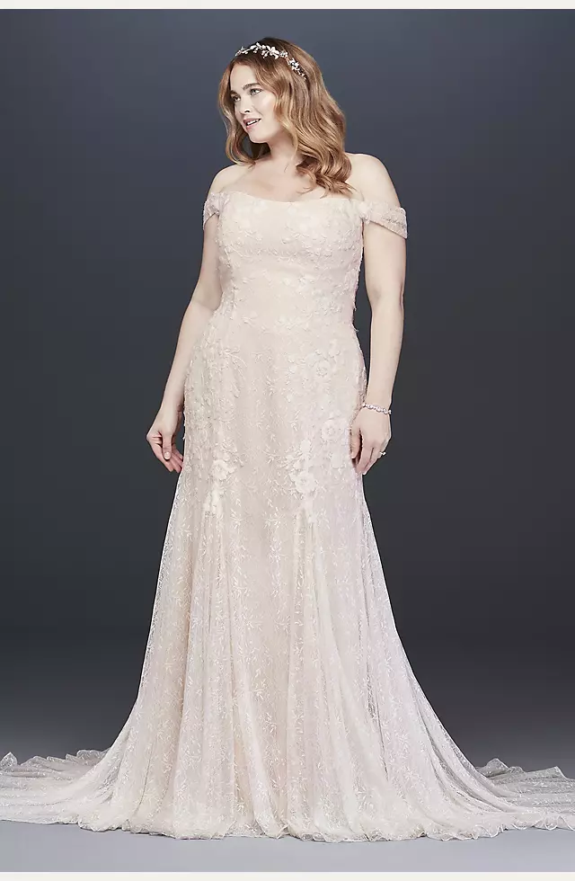 As-Is Swag Sleeve Layered Plus Size Wedding Dress Image