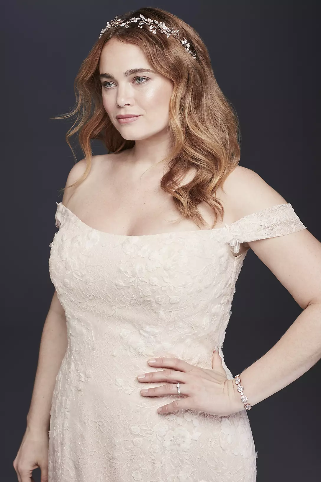 As-Is Swag Sleeve Layered Plus Size Wedding Dress Image 3