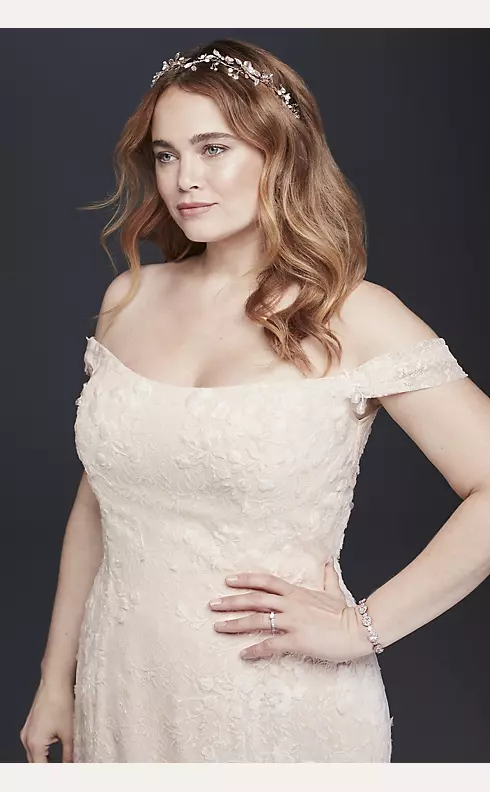 As-Is Swag Sleeve Layered Plus Size Wedding Dress Image 3