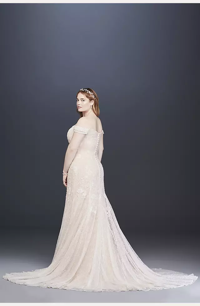 Swag Sleeve Layered Lace Wedding Dress Image 2
