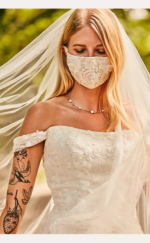Swag Sleeve Layered Lace Wedding Dress Image 6