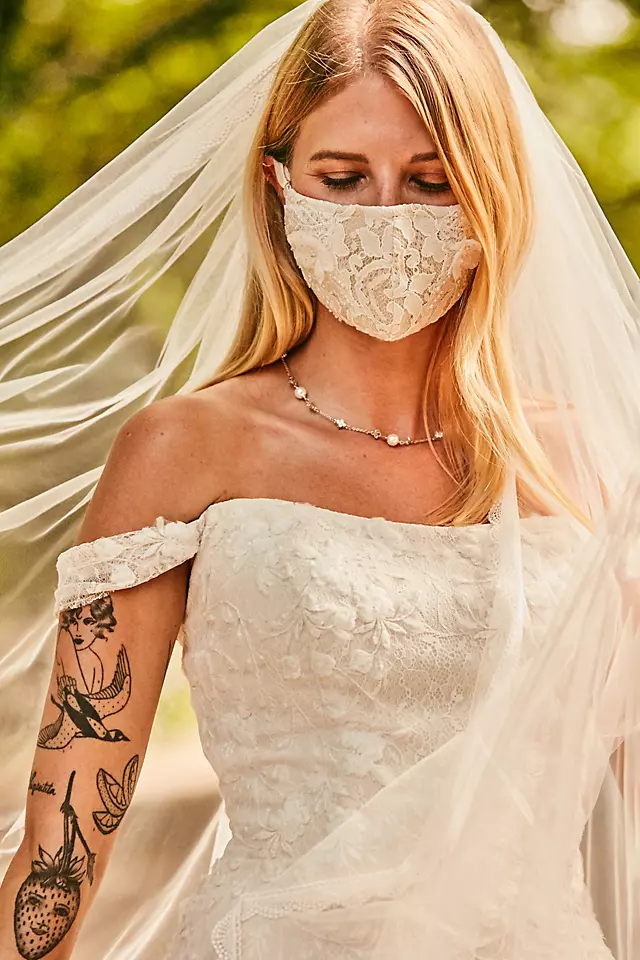 Swag Sleeve Layered Lace Wedding Dress Image 6