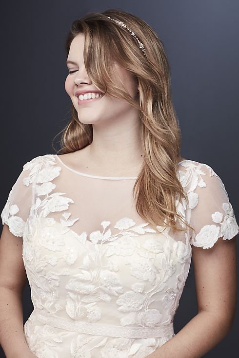 As Is Floral Cap Sleeve Plus Wedding Dress Image 3