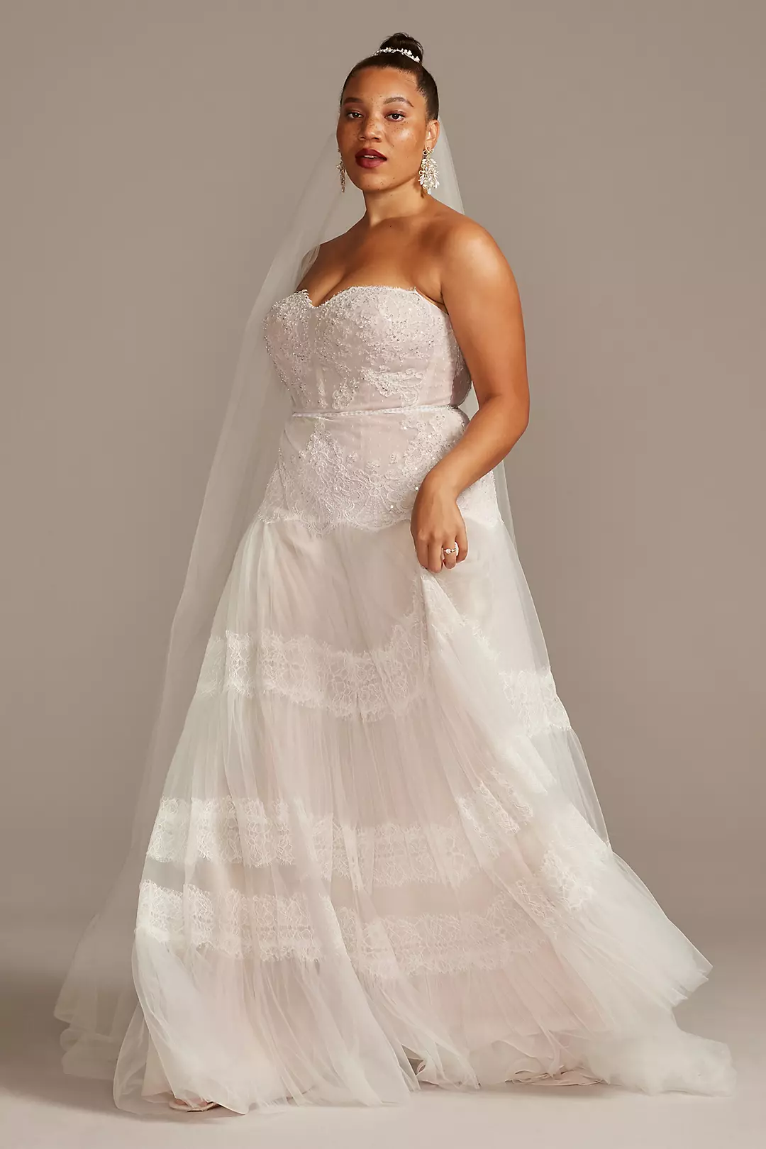 As Is Banded Lace Plus Size Wedding Dress Image