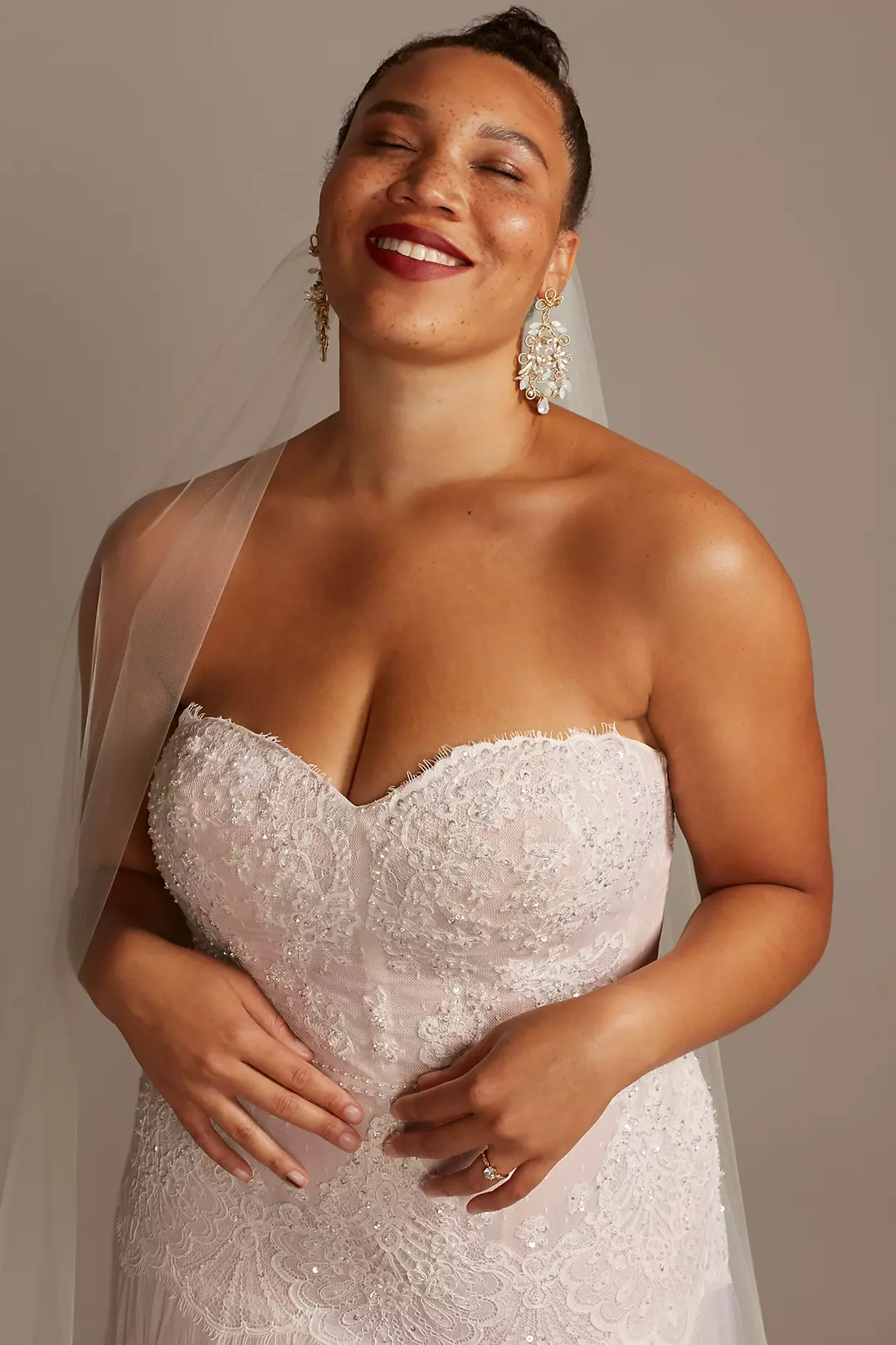 As Is Banded Lace Plus Size Wedding Dress Image 3