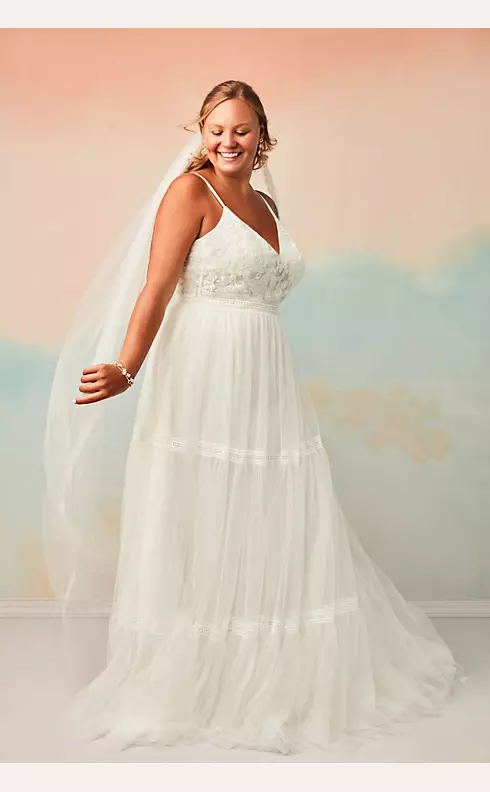 Corset Bodice Tiered Chiffon A-Line Wedding Dress Image 9