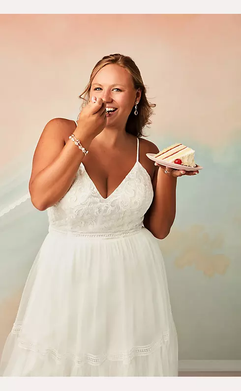 Corset Bodice Tiered Chiffon A-Line Wedding Dress Image 10