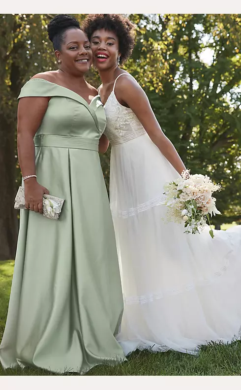 Corset Bodice Tiered Chiffon A-Line Wedding Dress